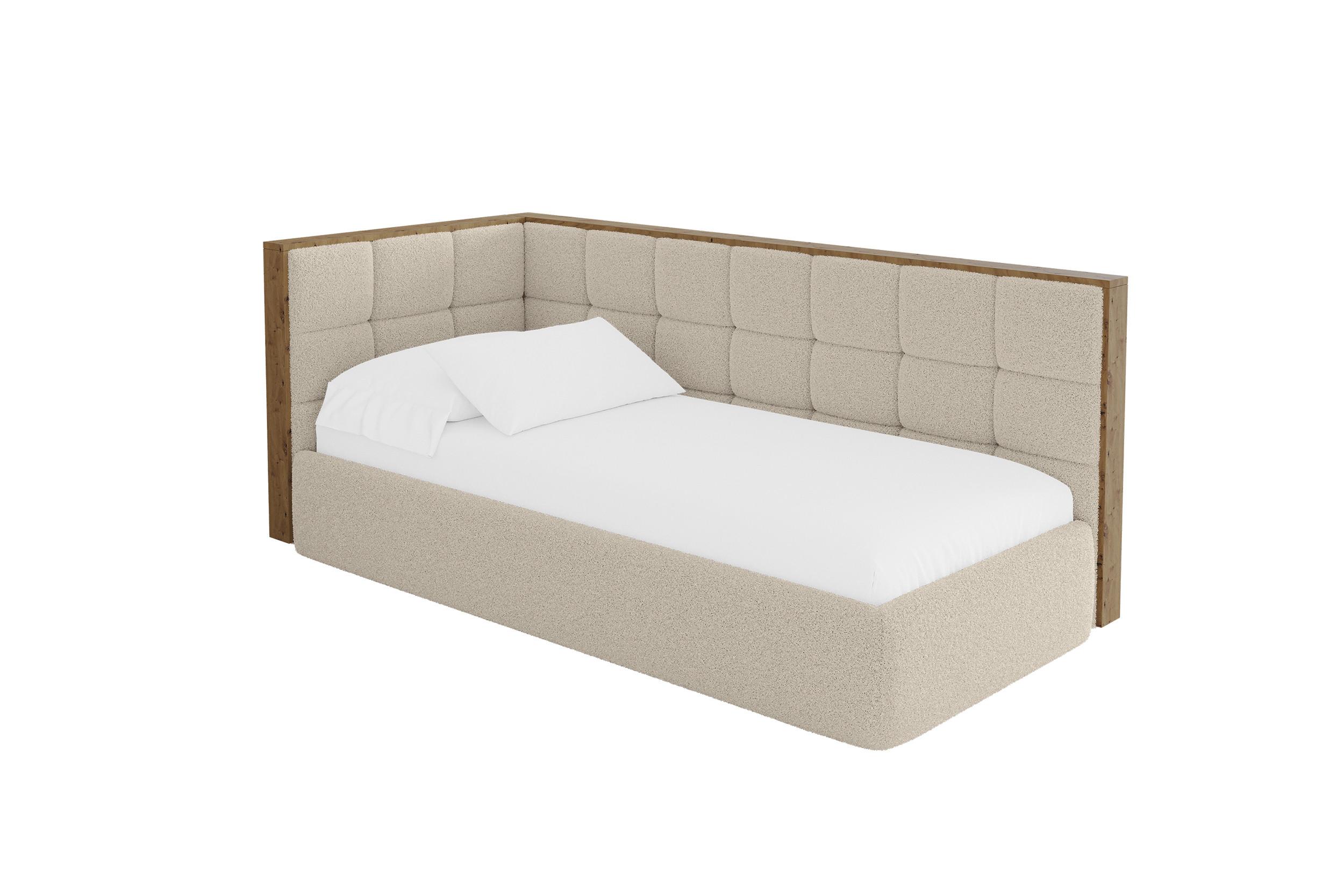 EINZELLBETT Jugendbett mit Bettkasten und Matratze H3/H4, Rechts - SOVY 100x200 Dunkelbeige - Taupe, Holzwerkstoff/Textil (100/200cm) - ALTDECOR