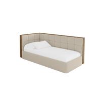 EINZELLBETT Jugendbett mit Bettkasten, Rechts - SOVY 90x200 Dunkelbeige - Taupe, Holzwerkstoff/Textil (90/200cm) - ALTDECOR