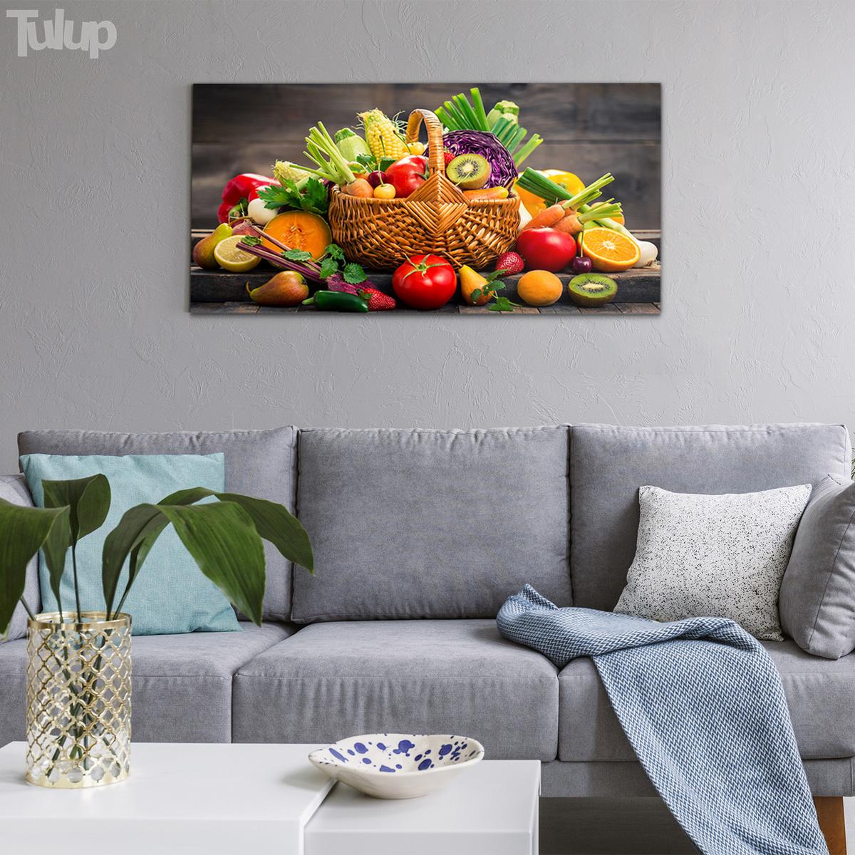 GLASBILD 120x60 cm Obstkorb - Multicolor, Glas (120/60cm) - TULUP