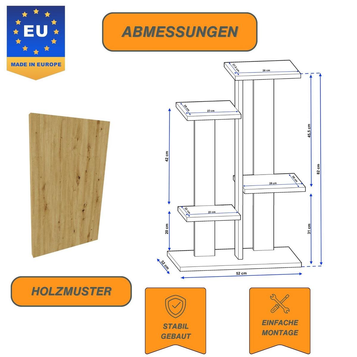 BLUMENSTÄNDER M4 - Eiche Artisan, Holzwerkstoff (32/82/52cm) - RAUMHIRSCH FURNITURE