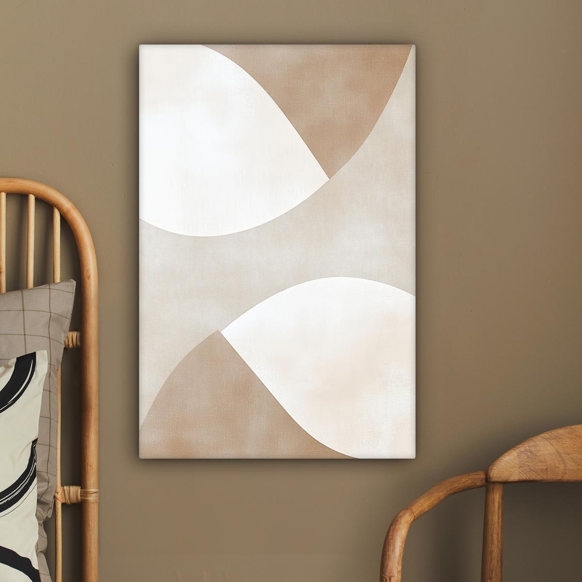 LEINWANDBILD Braun - Japandi - Abstrakt Wanddeko 40x60 cm - Sandfarben, Textil (40/60cm) - MuchoWow