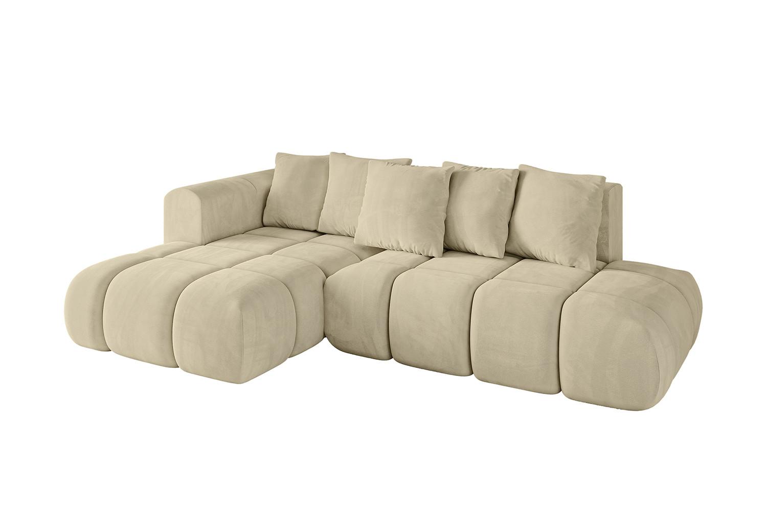 ECKSOFA Ottomane Links CLOUD-L-v1 280x185x90 Beige Velours - Beige, Holzwerkstoff/Kunststoff (180/289cm) - ALTDECOR
