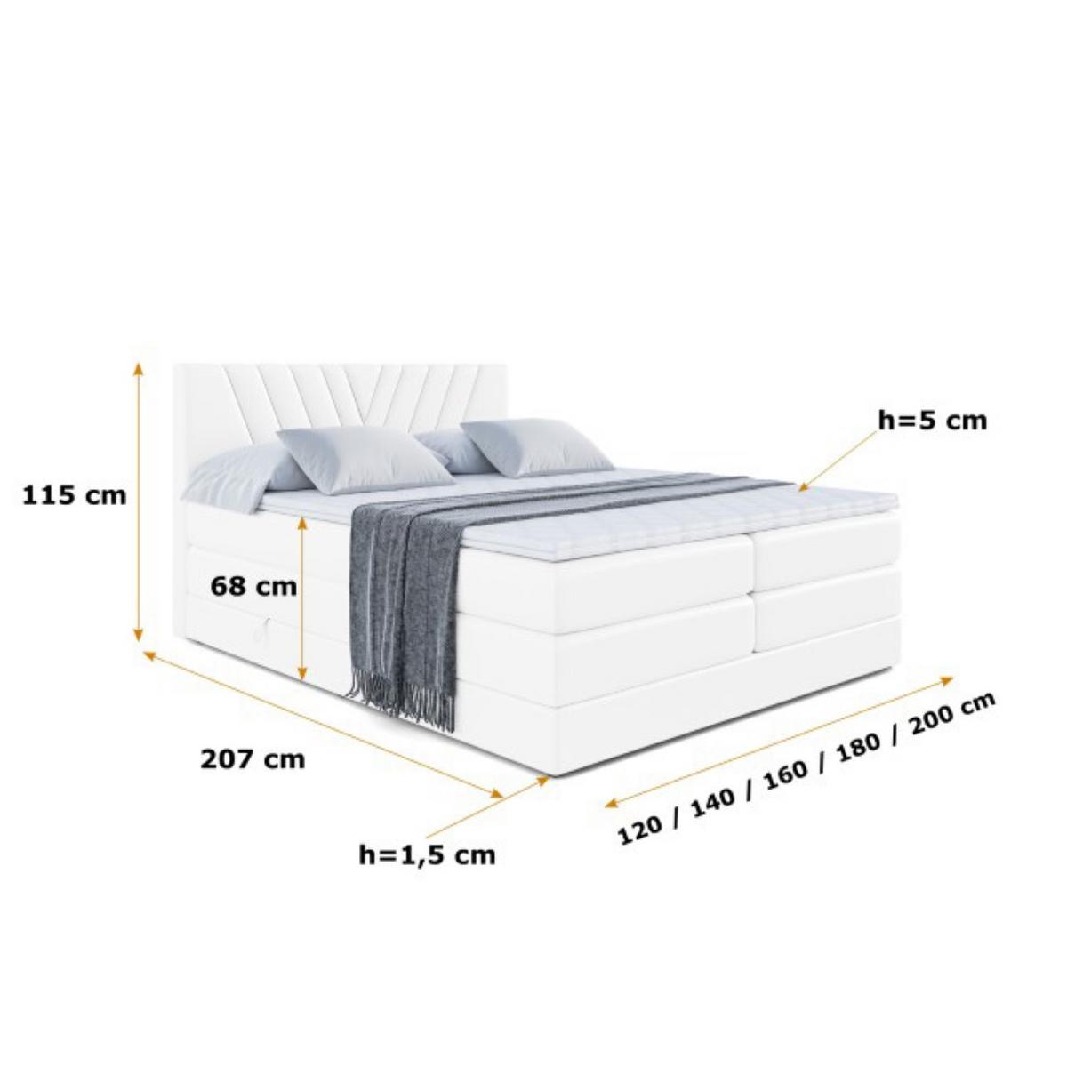 BOXSPRINGBETT ERNINA KING - 180x200 - H3/H4 - Weiß Hochglanz - Weiß Hochglanz, Holzwerkstoff (180/200cm) - ALTDECOR