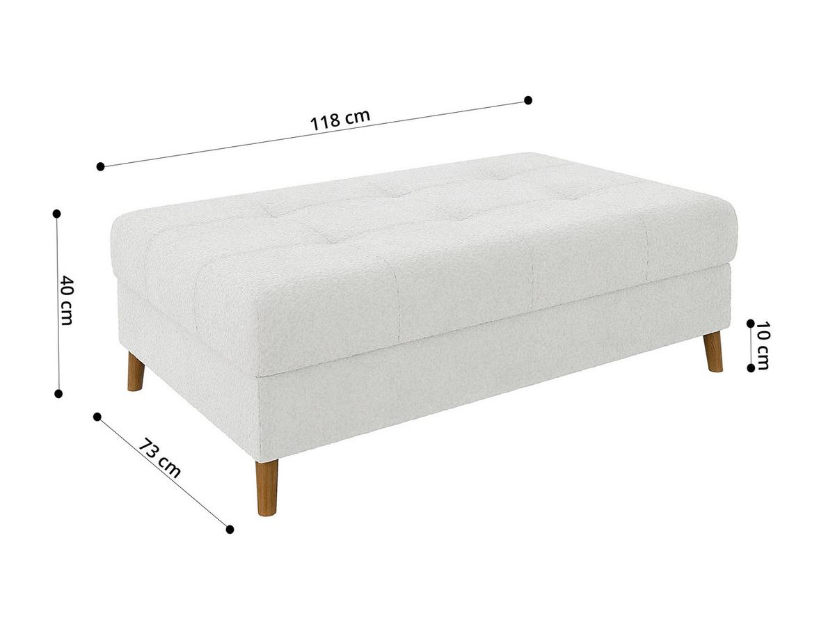 ECKSOFA inkl. Hocker Henrik Weiß Boucle - Ottomane links - Weiß/Braun, Holz/Textil (231/161cm) - S-Style Möbel