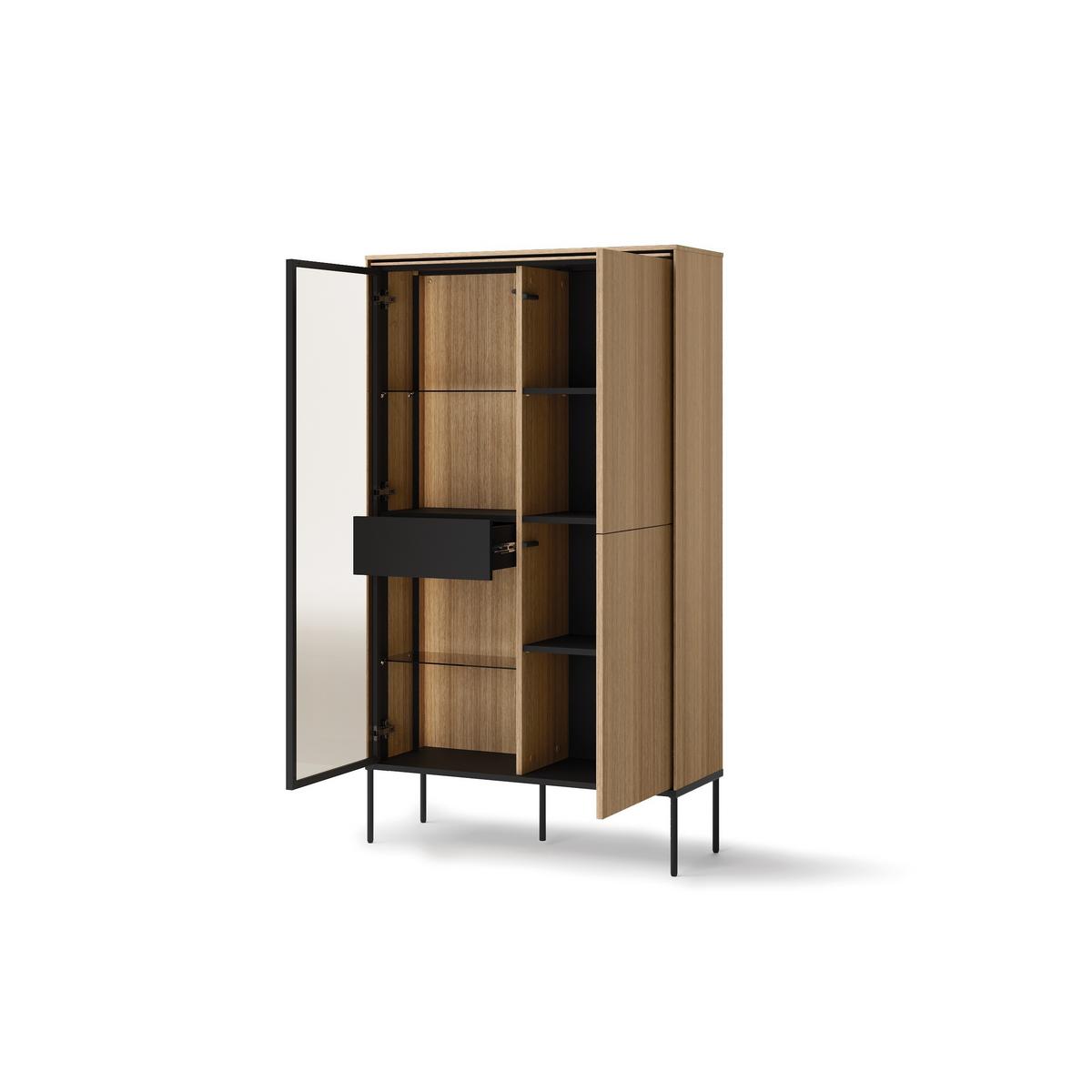 VITRINE VISSO VI-01 mit LED-Beleuchtung Eiche linear - Eichefarben, Holzwerkstoff (91/158/34cm) - Lookway