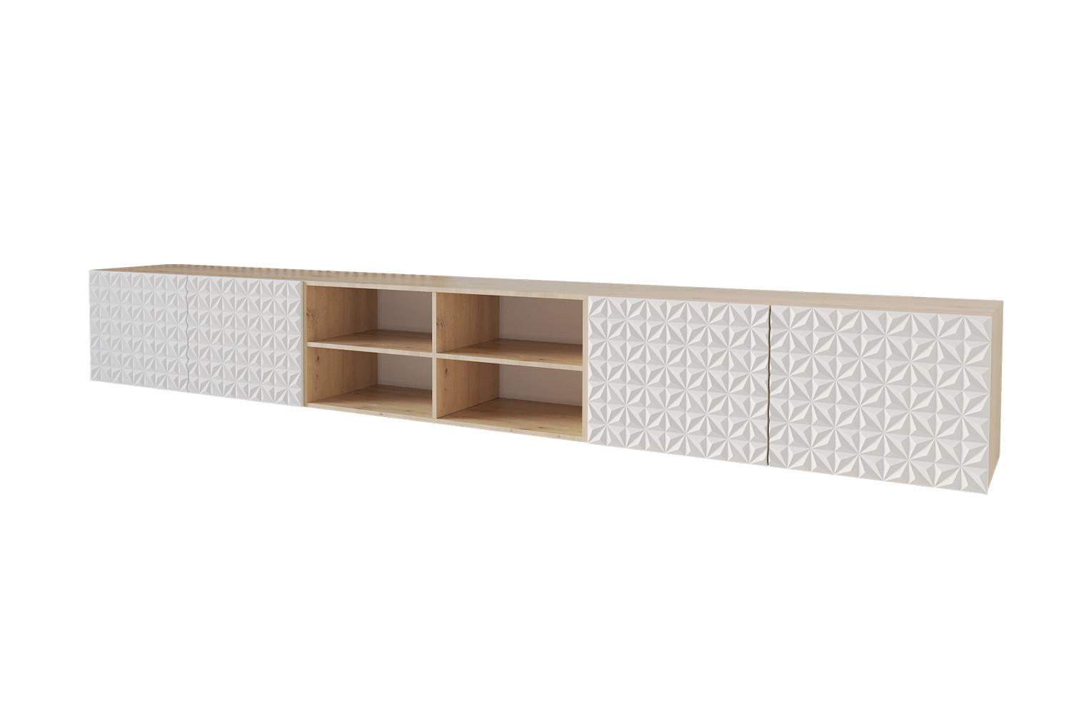 LOWBOARD VIRA-W 3x100x40x40 cm - Artisan / Weiß - Weiß, Holzwerkstoff (300/40/40cm) - ALTDECOR