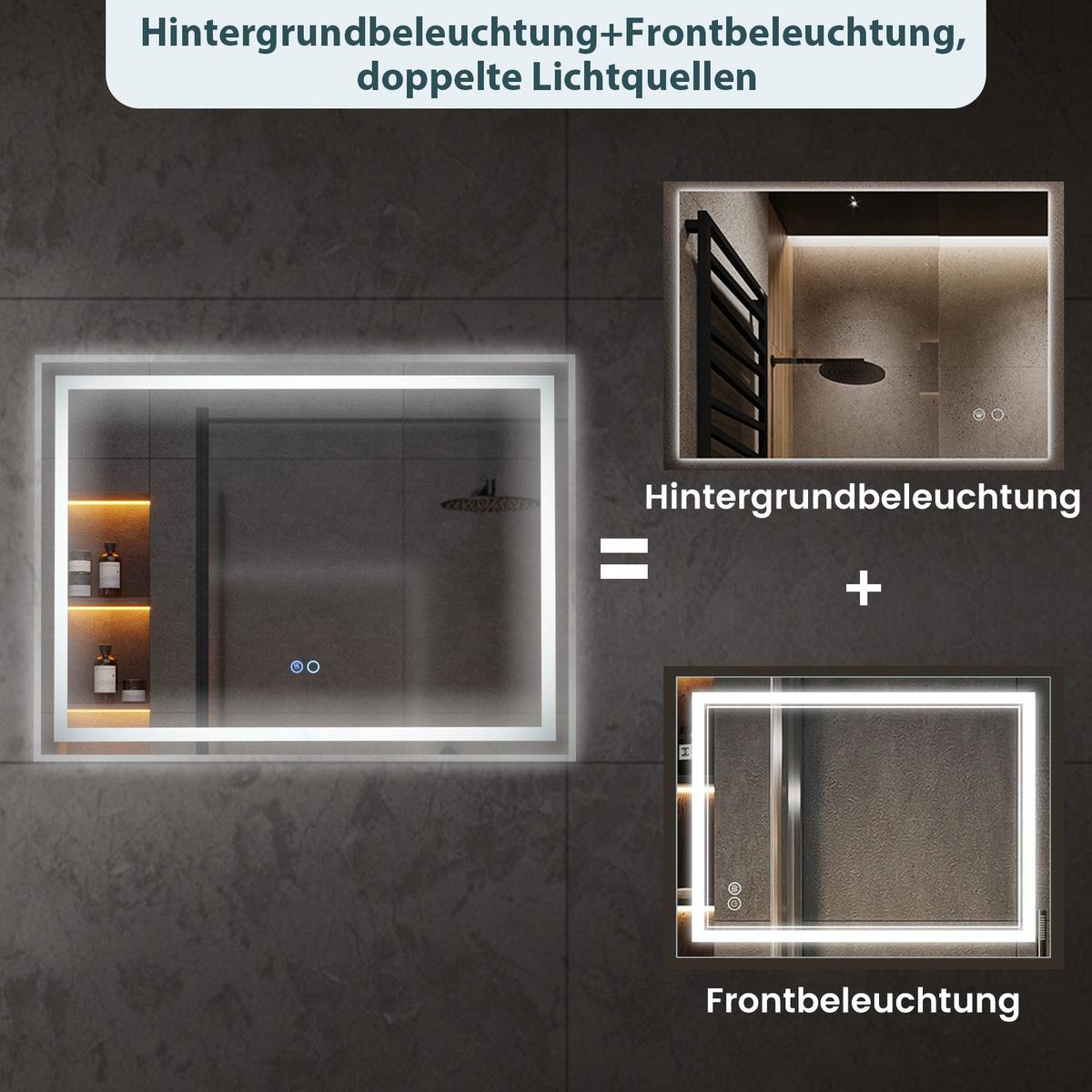 BADEZIMMERSPIEGEL Silber - Silberfarben, Glas (80/3.5/60cm) - COSTWAY