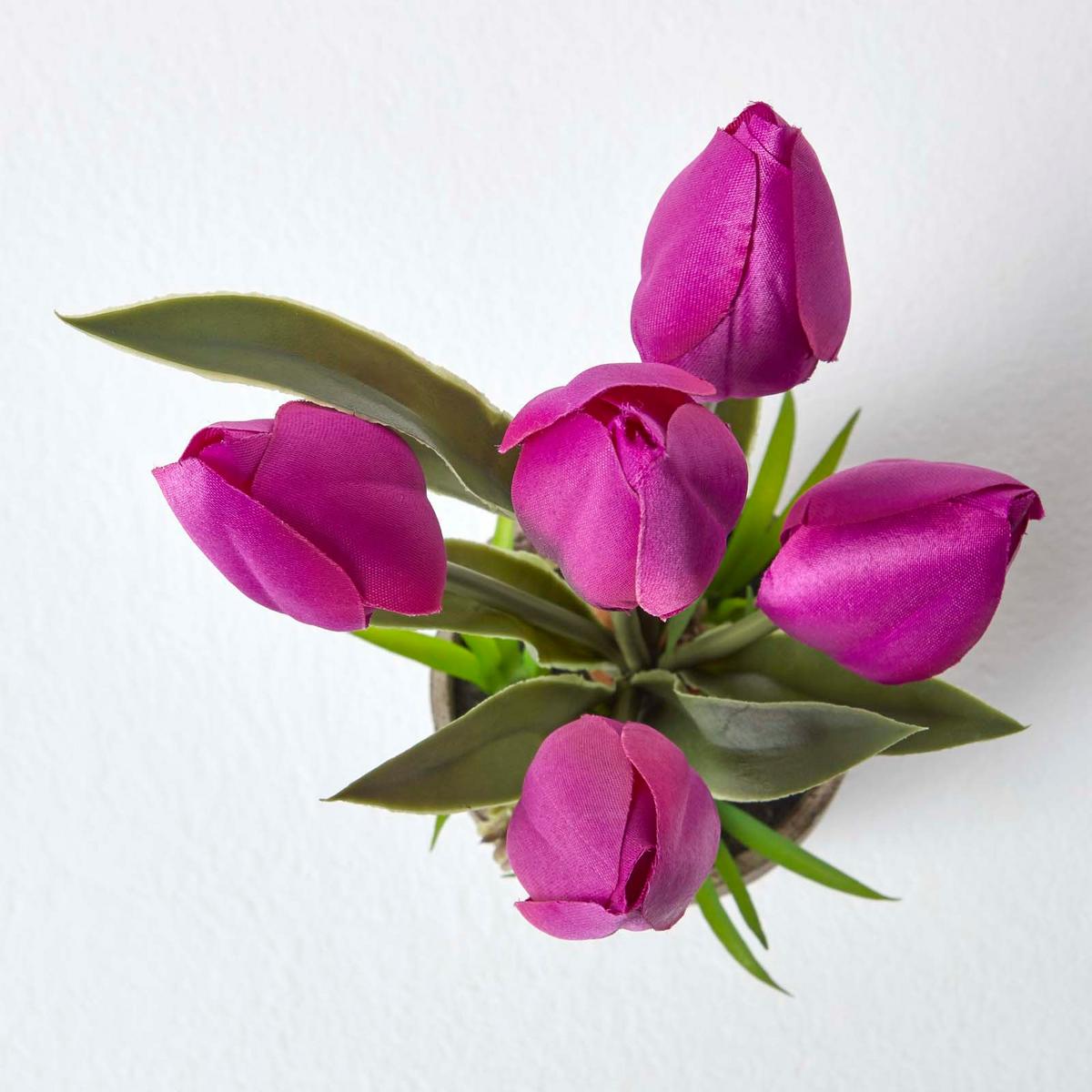 KUNSTBLUMEN Tulpen lila im Steinoptik-Topf, 27 cm - Pink, Kunststoff (27cm) - Homescapes