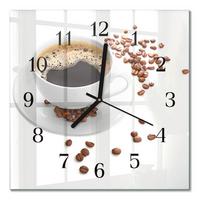 WANDUHR aus Glas 30x30 cm - Kaffee - Weiß, Glas (30/30/0.4cm) - TULUP