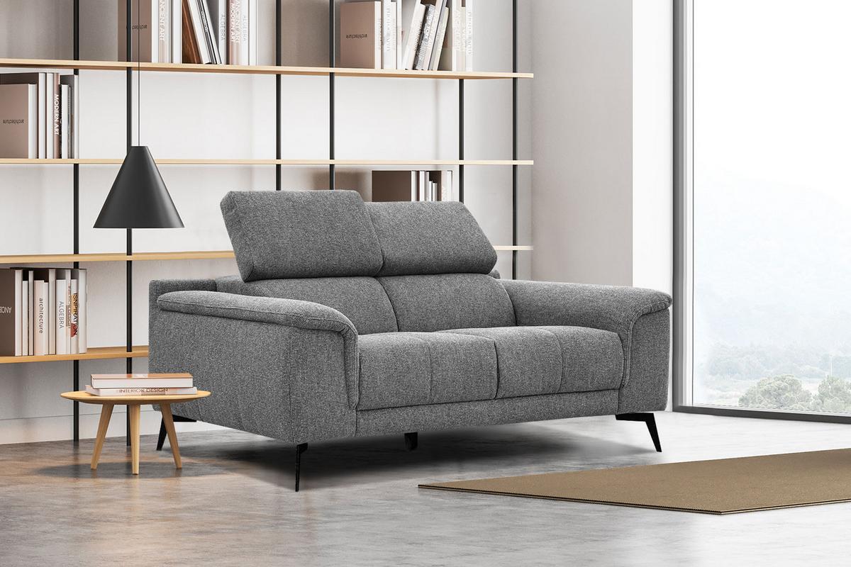 SOFA FIERO 2-Sitzer, grau - Schwarz/Grau, Holzwerkstoff/Textil (170/82/103cm) - Wozimo
