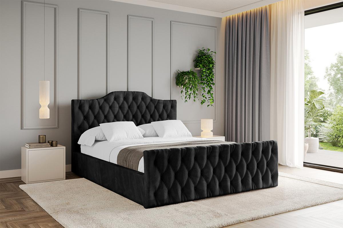 POLSTERBETT mit Bettkasten, Fußteil und Lattenrost, Boxbett mit Matratze H3/H4 - FALIO-Z 120x200 Schwarz - Schwarz, Holzwerkstoff/Textil (120/200cm) - ALTDECOR