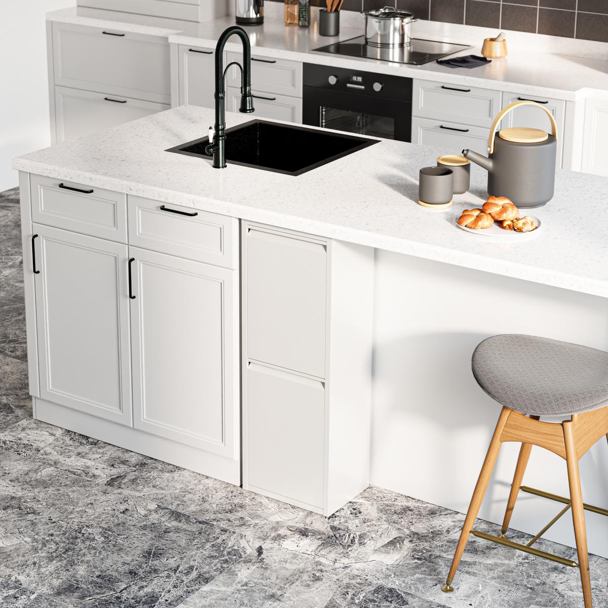 MÜLLTRENNSCHRANK Sollentuna - Weiß, Kunststoff/Metall (33/93/25cm) - [en.casa]