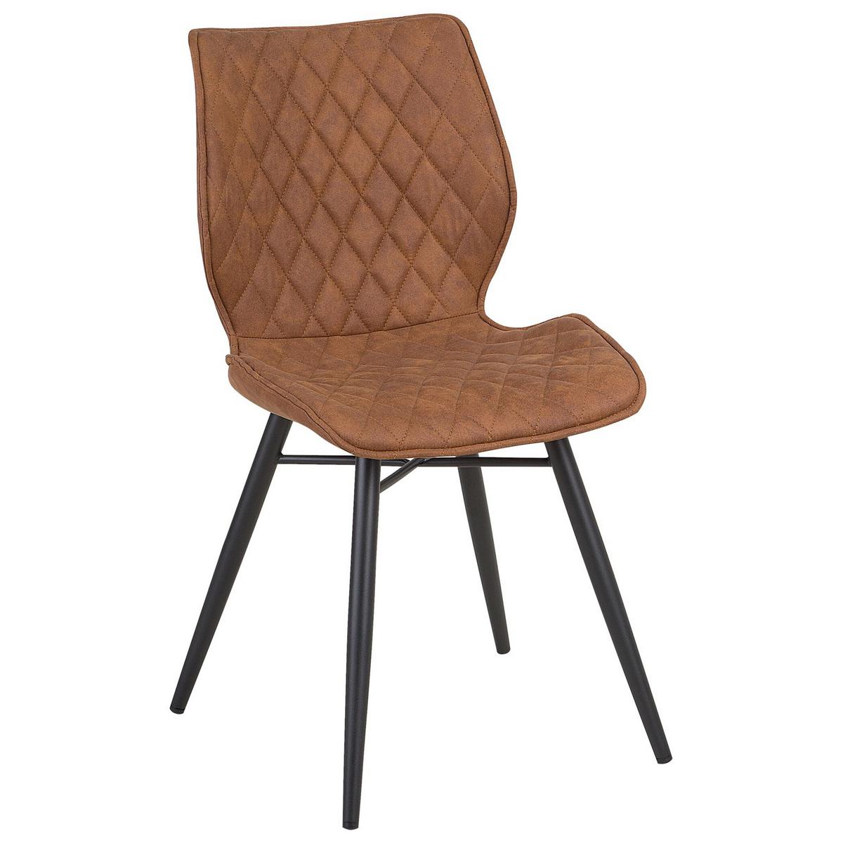 ESSZIMMERSTUHL 2er-Set Polsterbezug Goldbraun Lisle - Braun, Textil/Metall (44/86/56cm) - Beliani