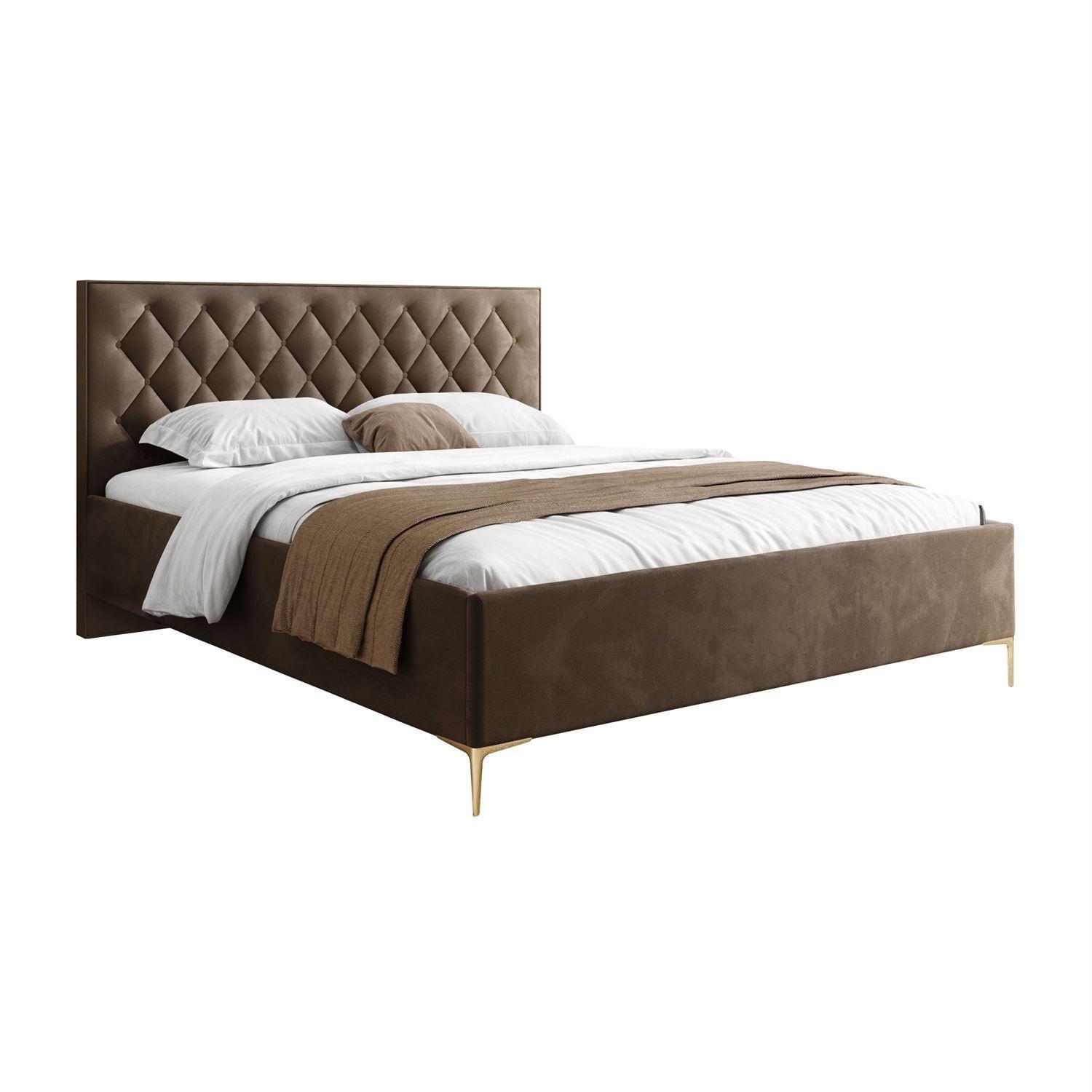 POLSTERBETT INEZ mit Bettkasten 160x200 cm Royal Velvet 196 - Braun, Textil - Lookway