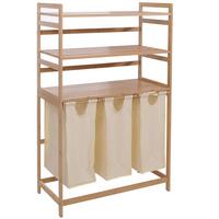 WÄSCHESAMMLER Braun, Cremeweiß - Creme/Braun, Holz (80/125/40cm) - MCW