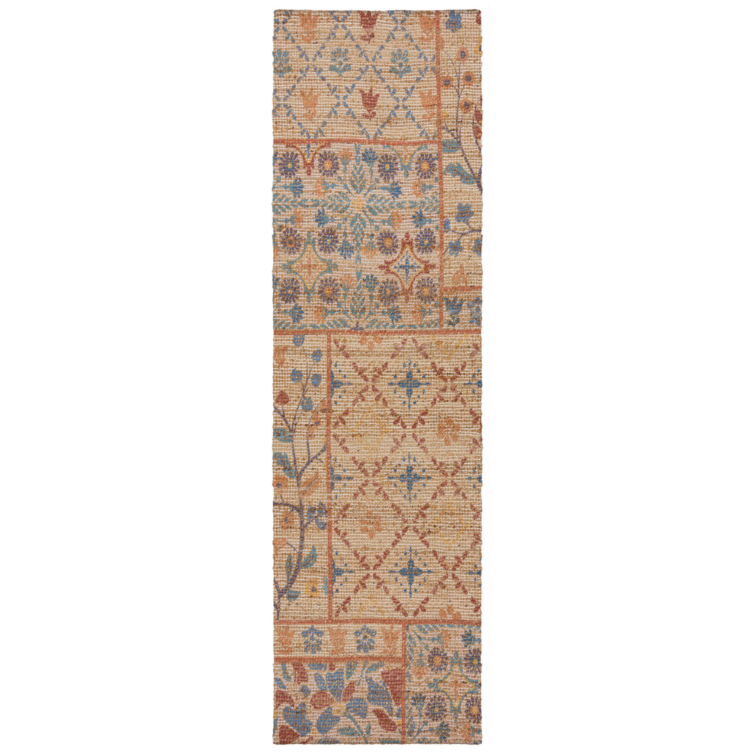 JUTETEPPICH handgewebt AVILL, im Boho-Stil, Natur-Blau, 60 x 230 cm - Beige, Textil (230/60cm) - KADIMA DESIGN