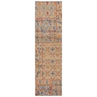 JUTETEPPICH handgewebt AVILL, im Boho-Stil, Natur-Blau, 60 x 230 cm - Beige, Textil (230/60cm) - KADIMA DESIGN