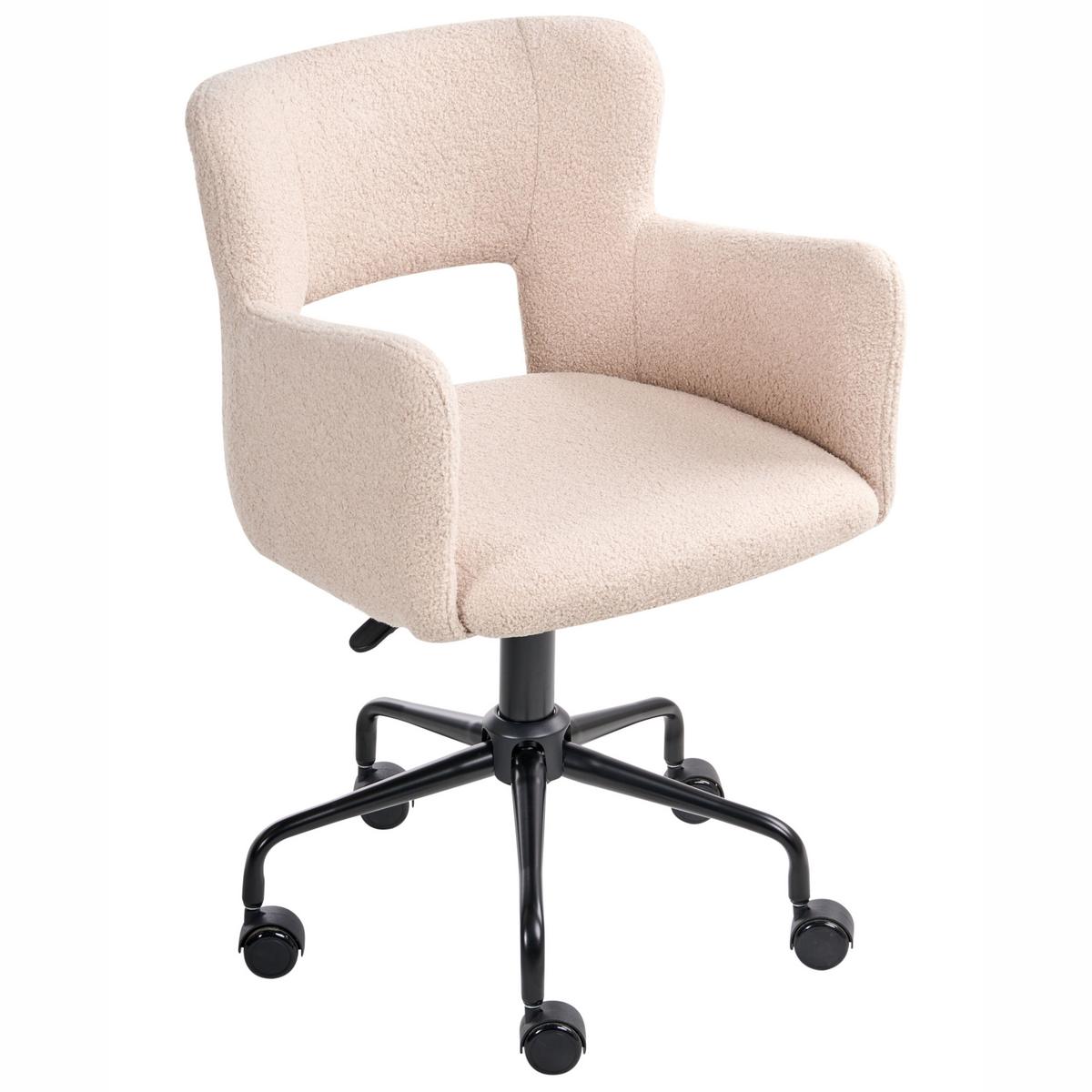 SCHREIBTISCHSTUHL Beige Sanilac - Beige/Schwarz, Textil (62/71/62cm) - Beliani