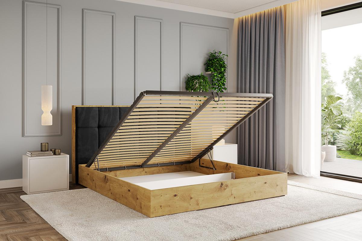 POLSTERBETT mit Bettkasten und Lattenrost, Boxbett ohne Matratze - ENZO7 160x200 - Schwarz, Holzwerkstoff/Textil (160/200cm) - ALTDECOR