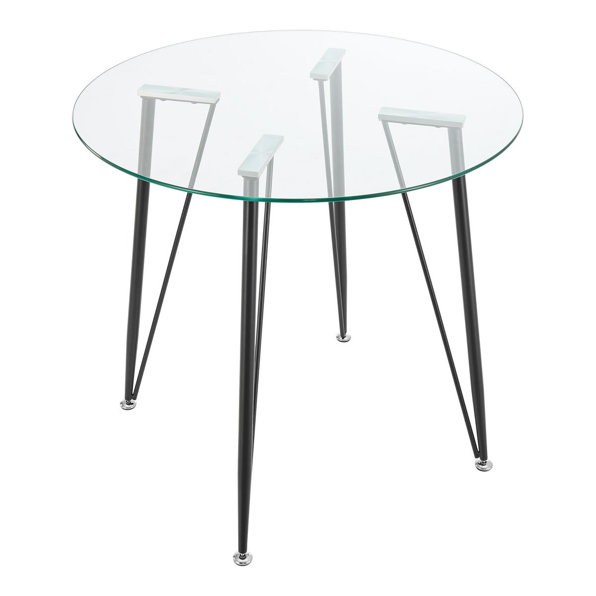 ESSTISCH Huittinen - Transparent/Schwarz, Glas/Metall (80/80/72cm) - [en.casa]