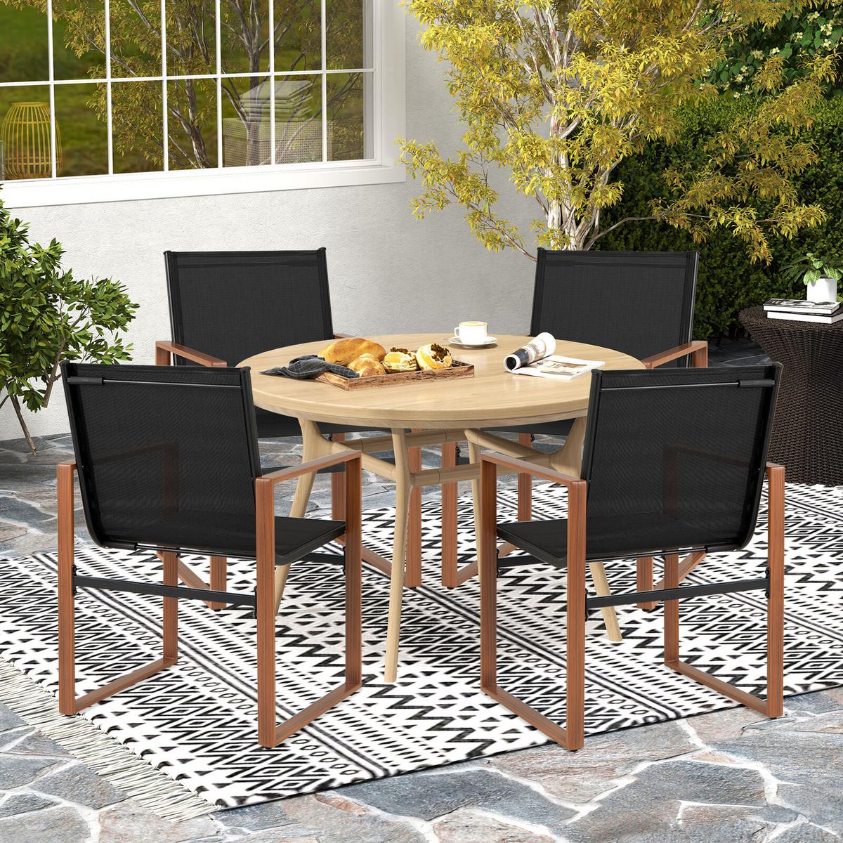 TERRASSENSTUHL Schwarz(2er-Set) - Schwarz, Metall (59/86/55.5cm) - COSTWAY