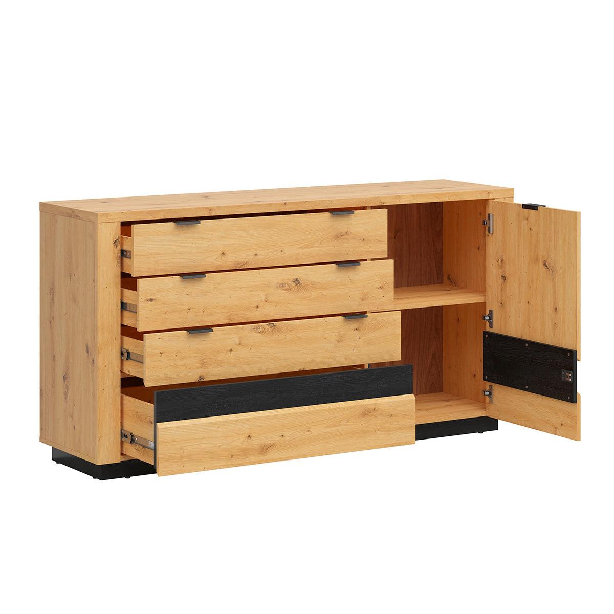 SIDEBOARD Glenn Holz und Schwarz - Braun, Holzwerkstoff (161/85/42cm) - Petits-meubles