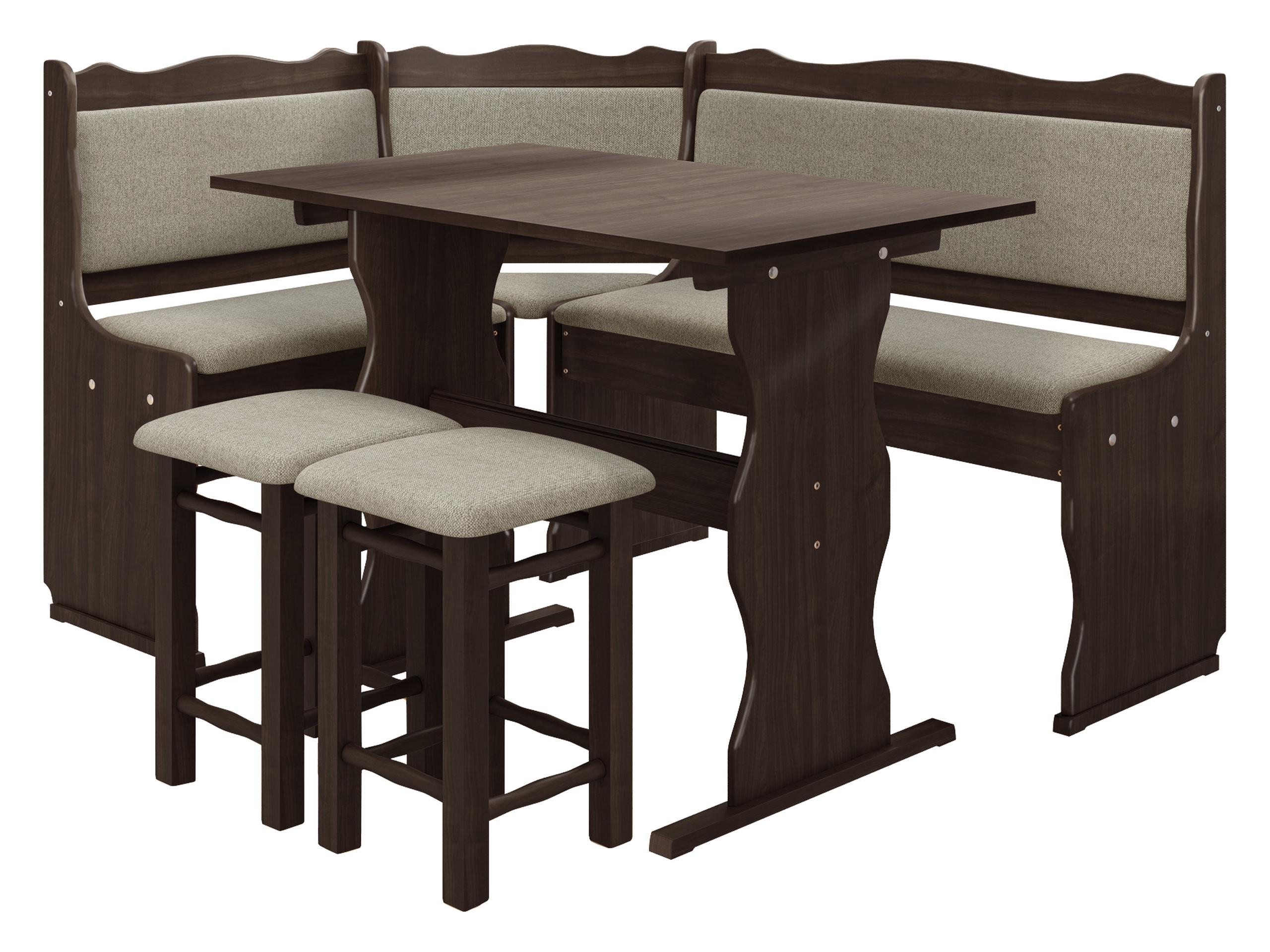 ECKBANKGRUPPE Mini - Nussbaumfarben/Mokka, Holz (145/87/105cm) - MIRJAN24