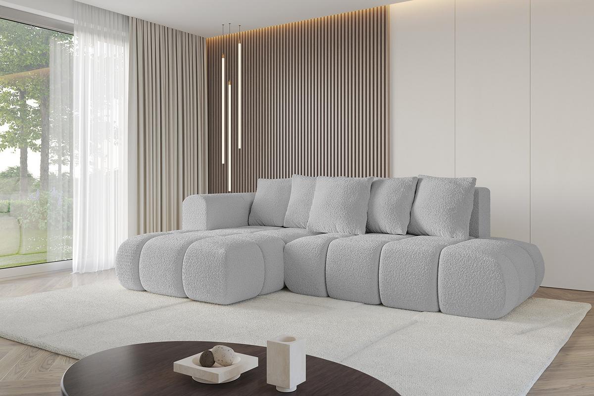 ECKSOFA Ottomane Links CLOUD-L-v1 280x185x90 Hellgrau Bouclé - Hellgrau, Holzwerkstoff/Kunststoff (180/289cm) - ALTDECOR