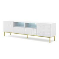 TV LOWBOARD Weiß, Weiß Hochglanz, Gold 200/58/42 - Weiß Hochglanz/Weiß, Holzwerkstoff (200/58/42cm) - RAUMHIRSCH FURNITURE