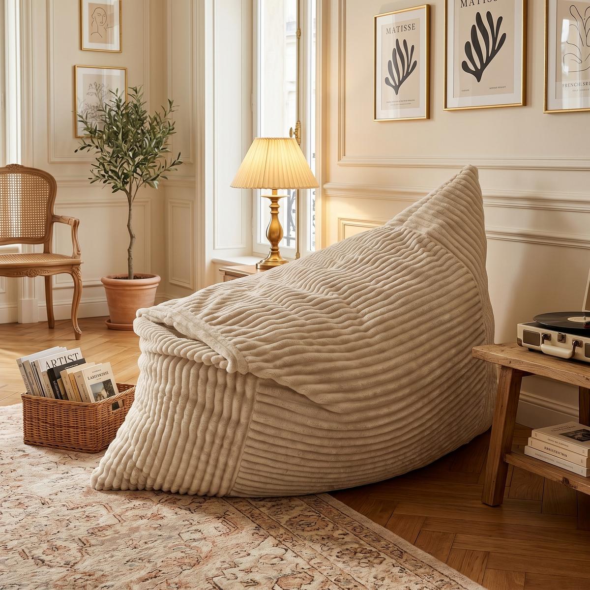 SITZSACK XXL 3-IN-1 aus Kordsamt als Sessel, Sofa und Bett - Weiß, Textil (180/25/125cm) - Urban Meuble