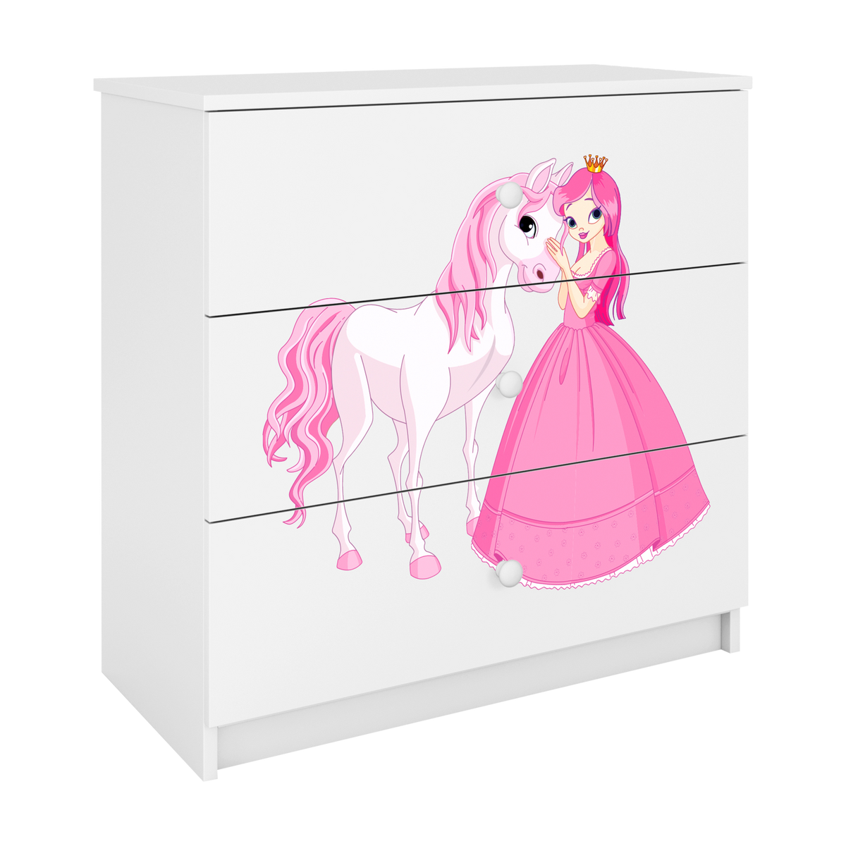 KOMMODE Babydreams Prinzessin Pferd 81/81/41 - Weiß, Holzwerkstoff (81/81/41cm) - RAUMHIRSCH FURNITURE