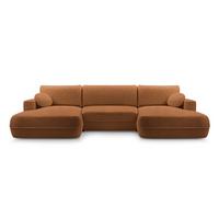WOHNLANDSCHAFT Peoni Kupfer 364/168/87 cm mit Schlaffunktion - Dunkelorange/Schwarz, Kunststoff/Textil (364/87/168cm) - AX Living