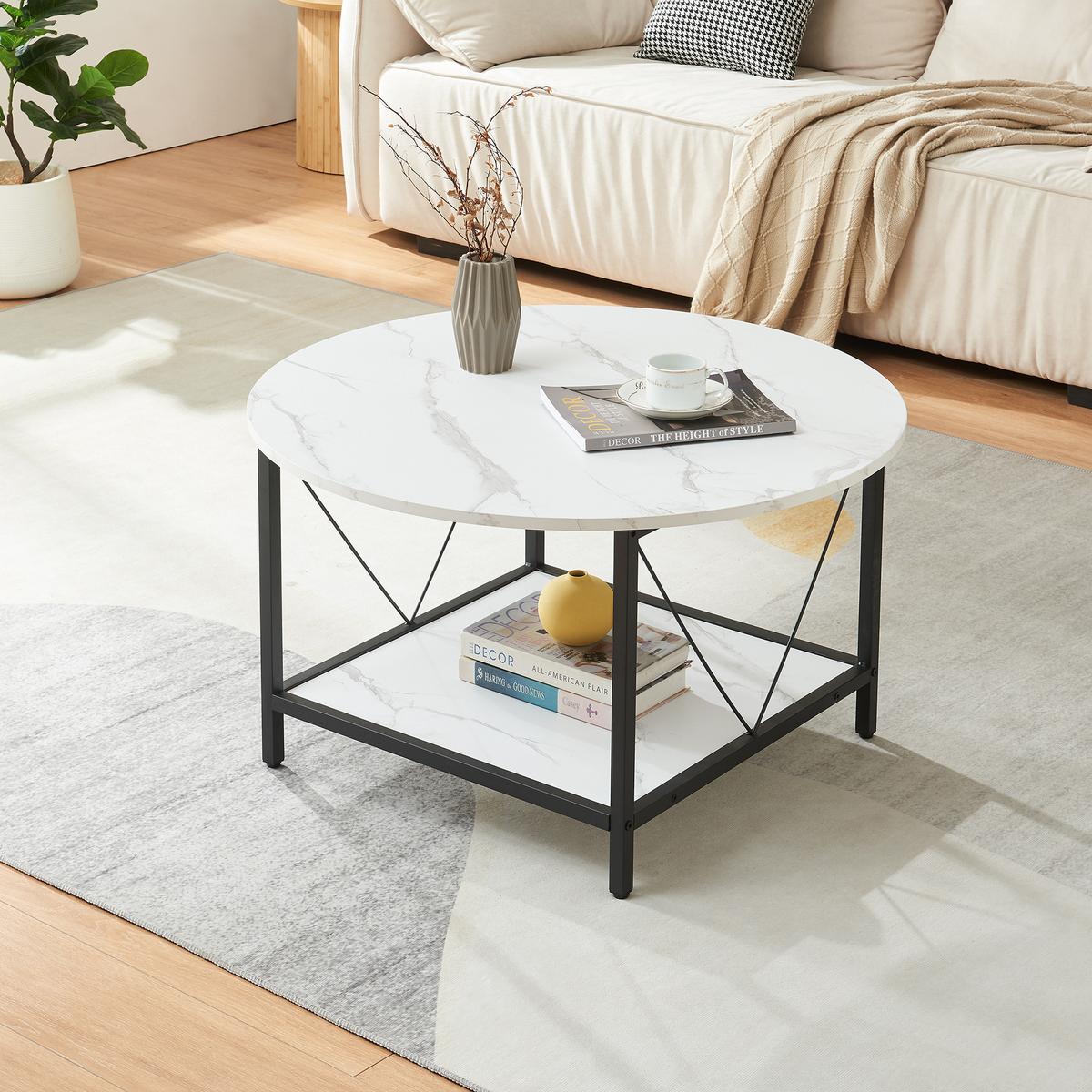COUCHTISCH Filem 80/46 cm - Weiß, Holzwerkstoff/Metall (80/80/46cm) - [en.casa]