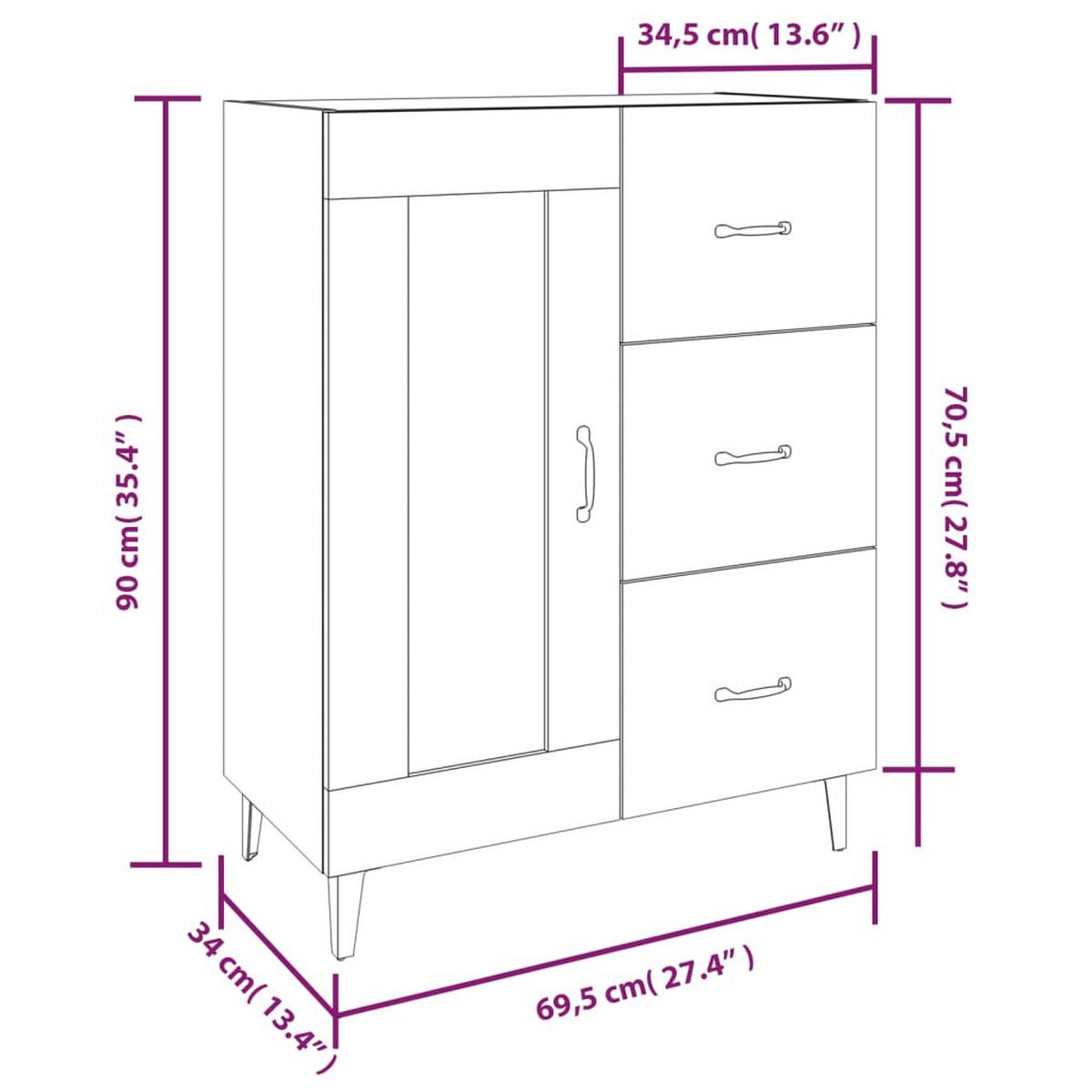 KOMMODE Foster 69.5/34/90 cm - Schwarz, Holzwerkstoff (69.5/90/34cm) - Nettlife