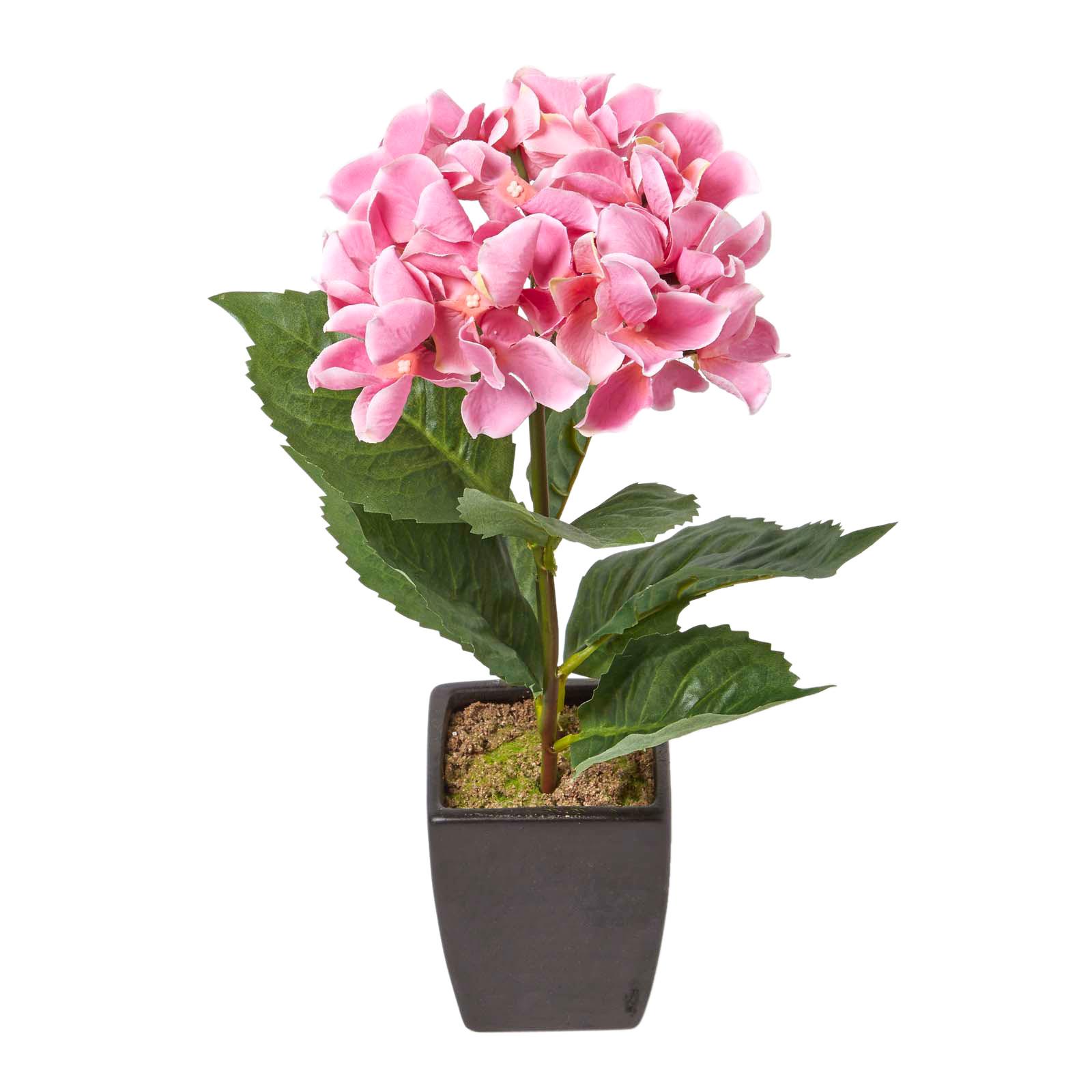 KUNSTBLUME Hortensien rosa im Deko-Topf, 38 cm - Rosa, Kunststoff (38cm) - Homescapes