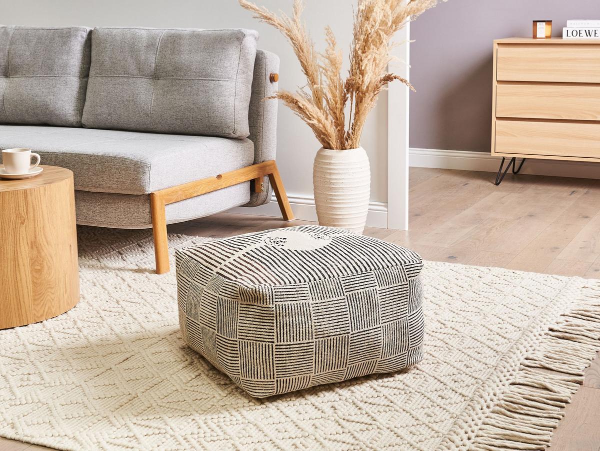 POUF Grau Lutz - Braun/Grau, Naturmaterialien (45/25/45cm) - Beliani