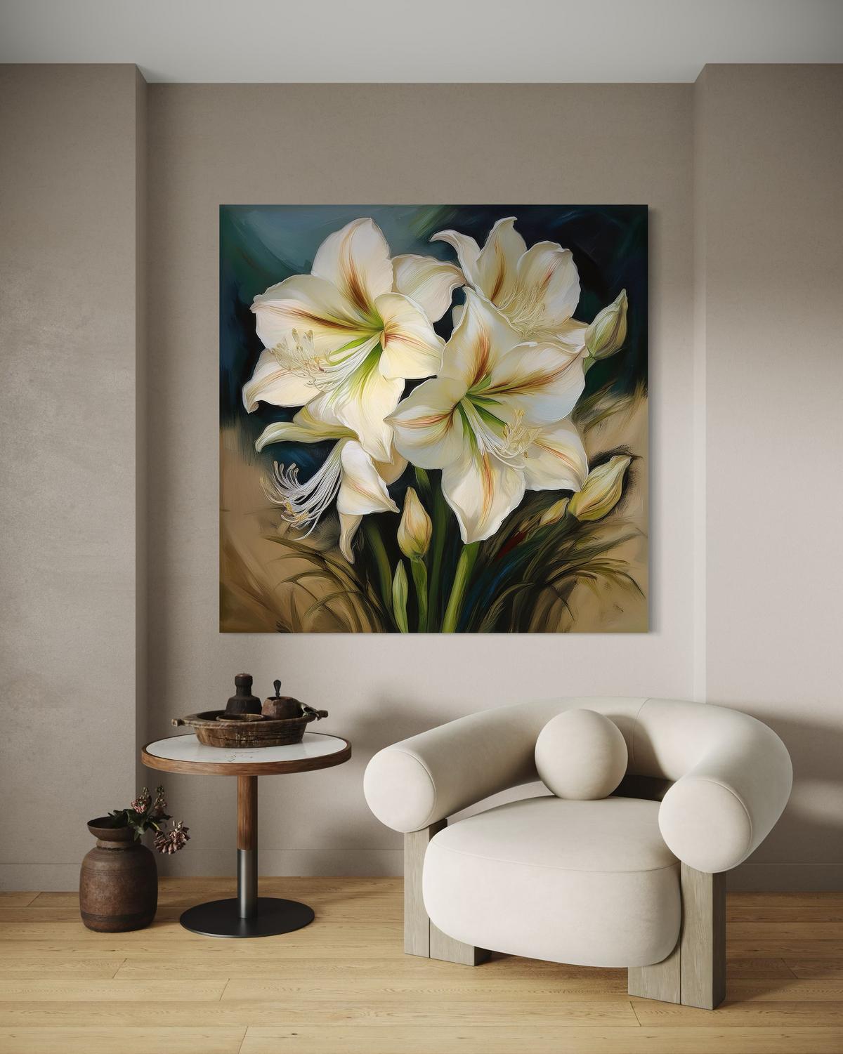 WANDBILD blumenstrauß weiß - Weiß, Textil (30/30cm) - Feeby