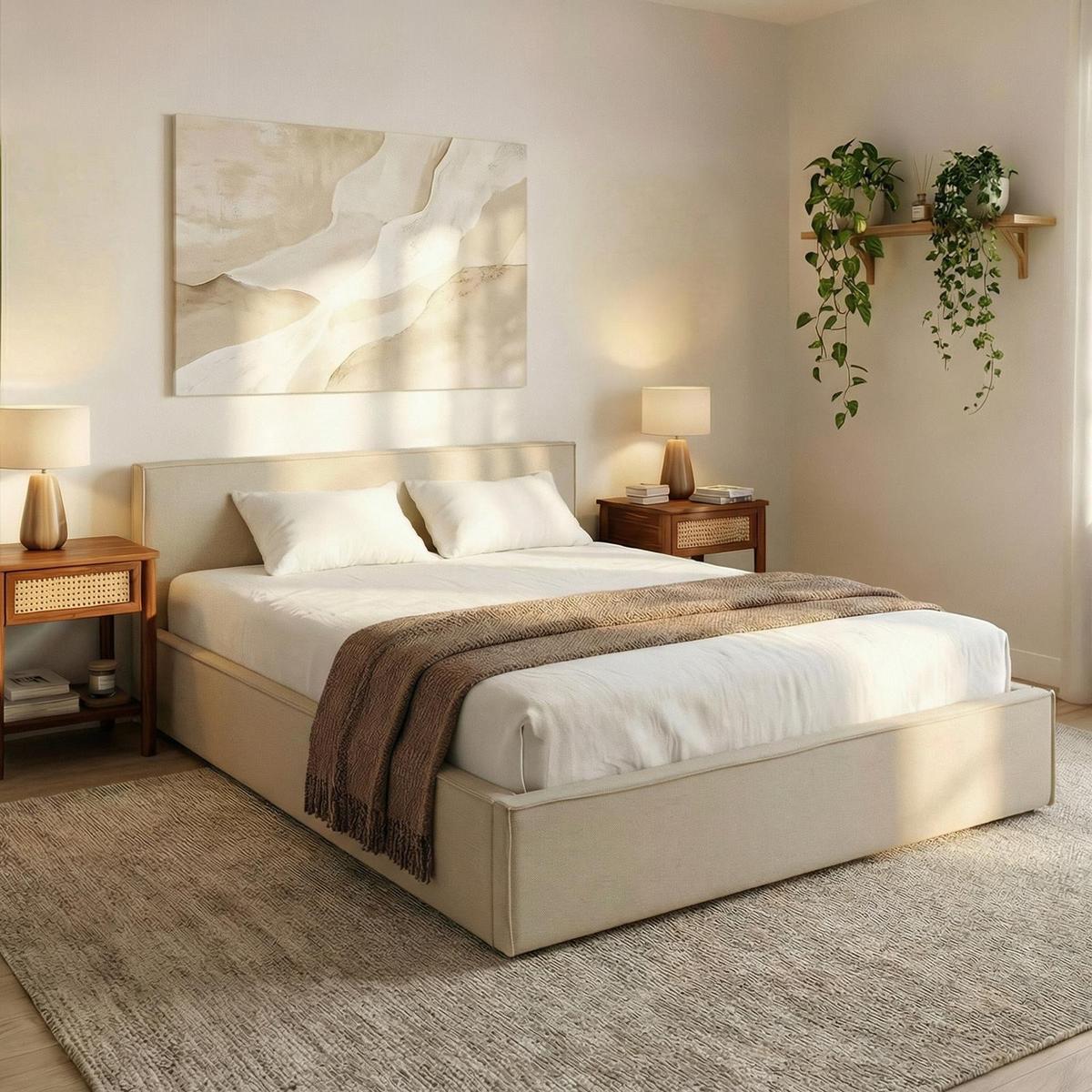 POLSTERBETT PESARO 140X200 CM - Beige, Textil (140/200cm) - IDIMEX