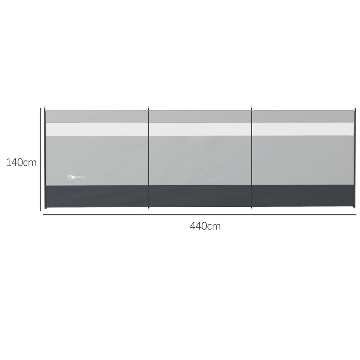 WINDSCHUTZ 3er Set Polyester Stahl Grau - Grau, Kunststoff (1/140cm) - Outsunny