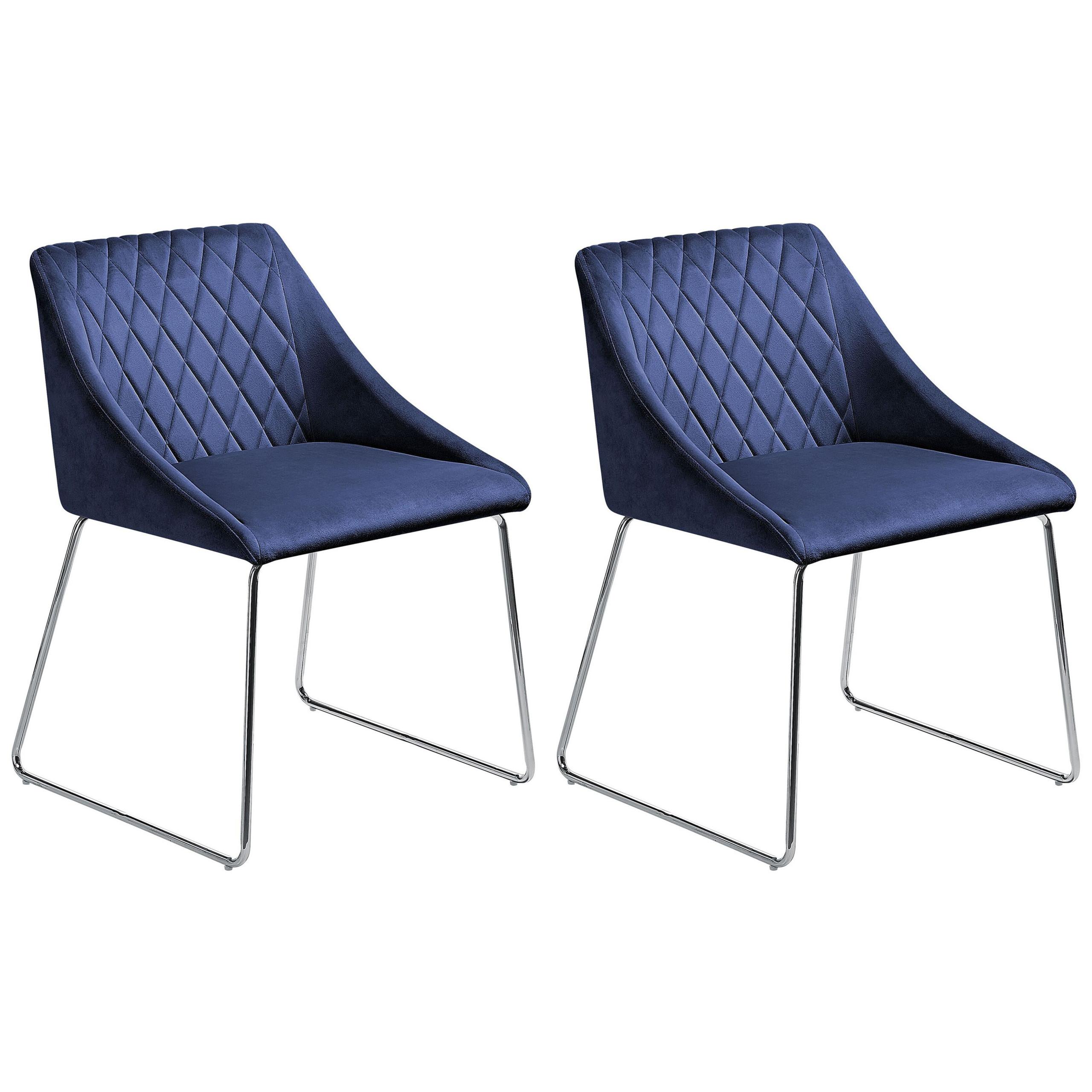 ESSZIMMERSTUHL 2er-Set Samtstoff Dunkelblau Arcata - Blau, Textil/Metall (55/79/57cm) - Beliani