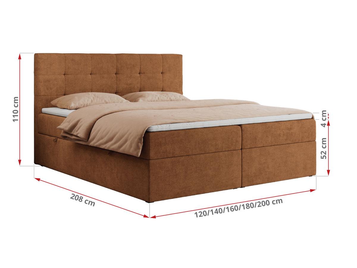 BOXBETT CENTO 140/200 Orange Strukture - H3 - Orange, Holz/Textil (140/200cm) - MKS