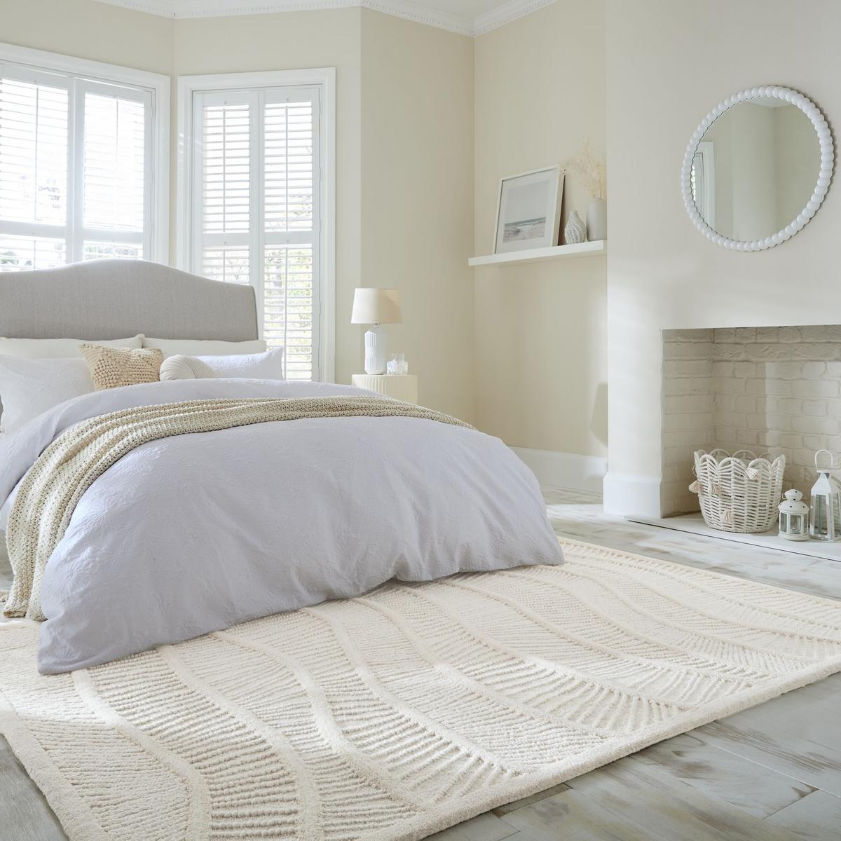 WOLLTEPPICH CARVE, abstrakt, Weiß, 140 x 200 cm - Beige, Textil (140/200cm) - KADIMA DESIGN