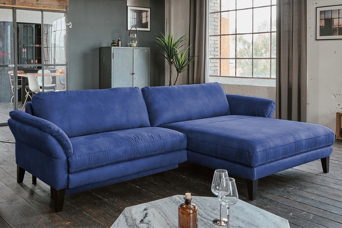 ECKSOFA MIT MOTORISCHER RELAXFUNKTION MALTA Blau Webstoff Relaxfunktion - Blau/Schwarz, Buchenholz/Textil (302/175cm) - KAWOLA