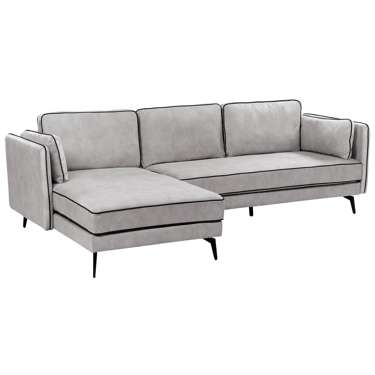 3-SITZER-ECKSOFA Samtstoff Hellgrau Altan - Hellgrau, Textil (268/157cm) - Beliani