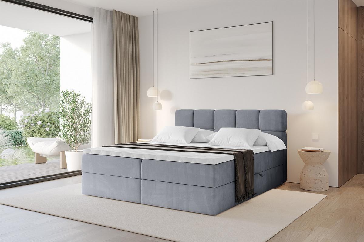 BOXBETT mit Matratze H3 - FAMA - 160x200 cm Grau Casablanca - Grau, Holzwerkstoff (160/200cm) - ALTDECOR