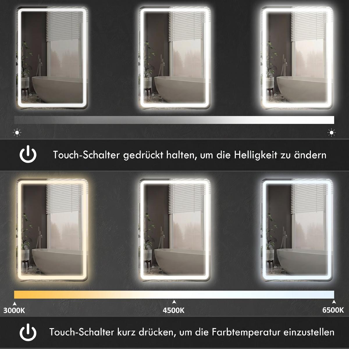 BADSPIEGEL Hartglas Silber - Silberfarben, Glas (4/100/70cm) - HOMCOM