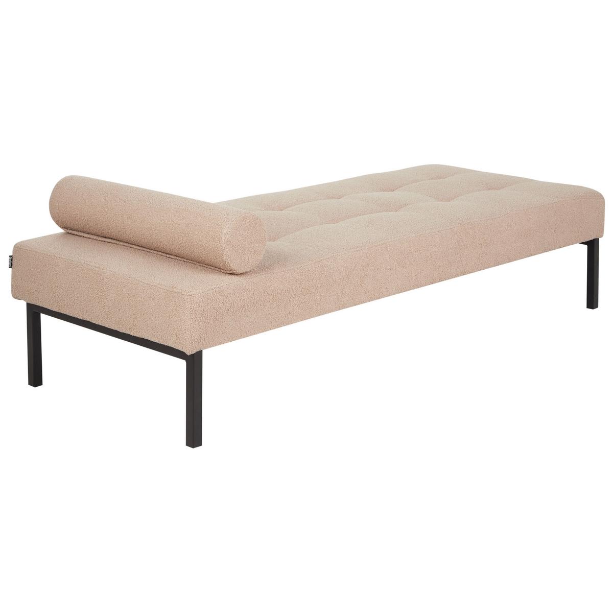 CHAISELONGUE Bouclé Beige Chinon - Beige/Schwarz, Textil (178/41/73cm) - Beliani