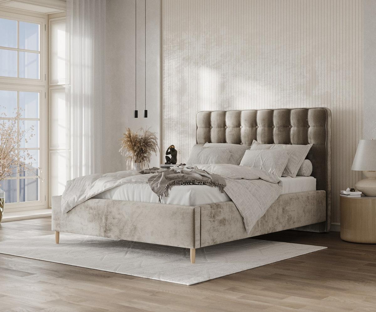 POLSTERBETT Paloma 160/200 cm Beige im Lotta Stoff - Beige/Naturfarben, Holz/Holzwerkstoff (160/200cm) - AltaBeds