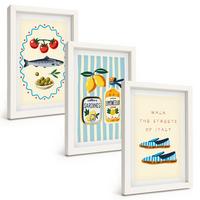 BILDER SET 3er Set - 20x30 cm Weißer Rahmen - Italienische Aromen und Lifestyle-Bilder - Weiß, Kunststoff (20/30cm) - TULUP