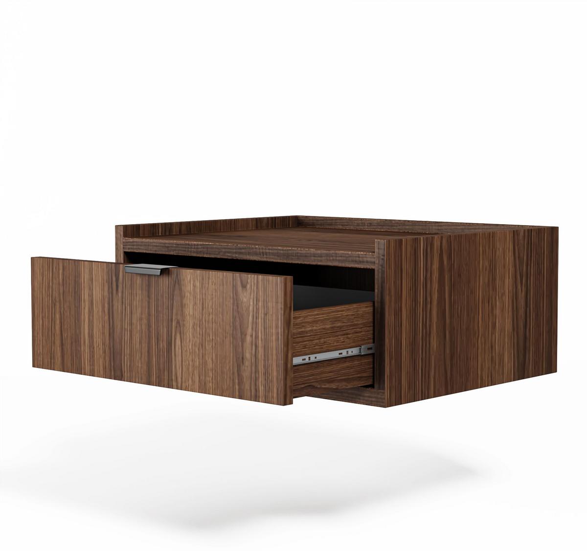 NACHTTISCH Nordiva 1S Warmia Walnut 40/21/35 cm – Hängend - Walnussfarben/Schwarz, Holzwerkstoff/Metall (40/21.5/35cm) - AX Living